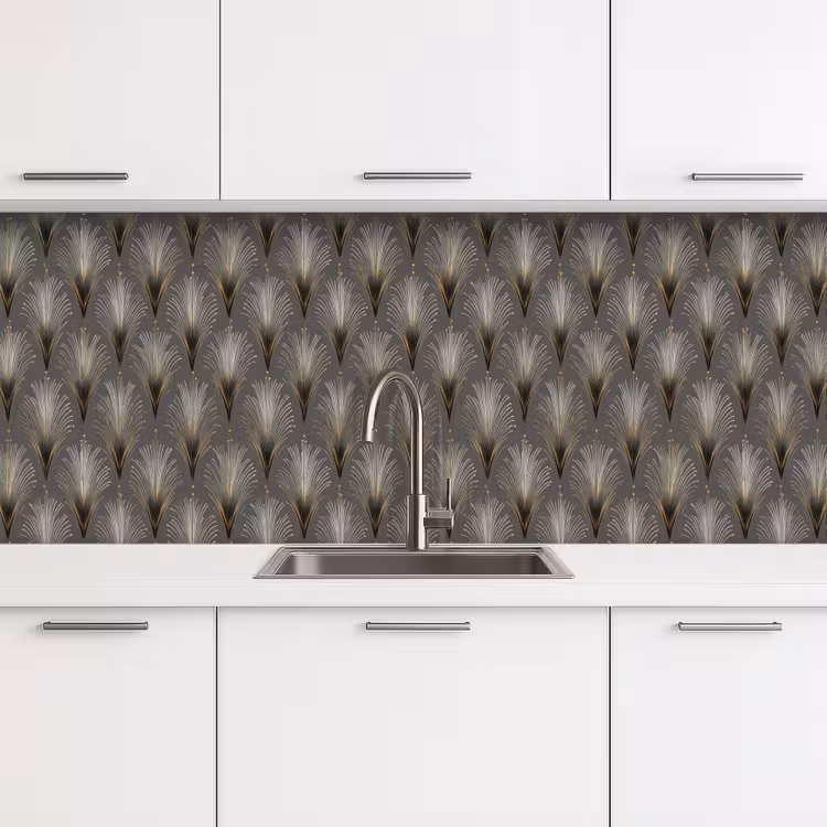 Keuken achterwand - Waaierstralen - Goud - Antraciet — 4