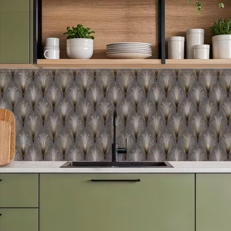 Keuken achterwand - Waaierstralen - Goud - Antraciet — 8