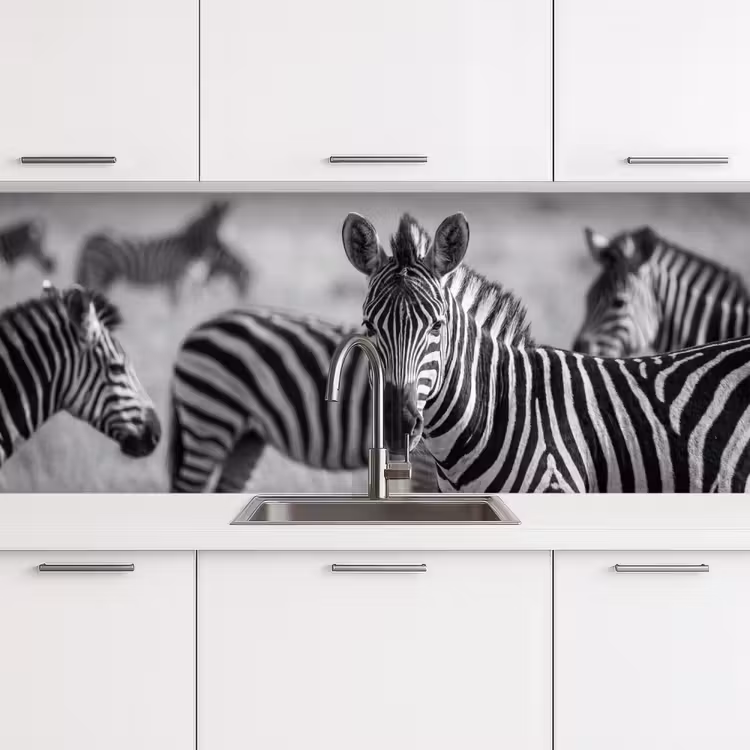 Keuken achterwand - Zebra's - Zwart - Wit — 4