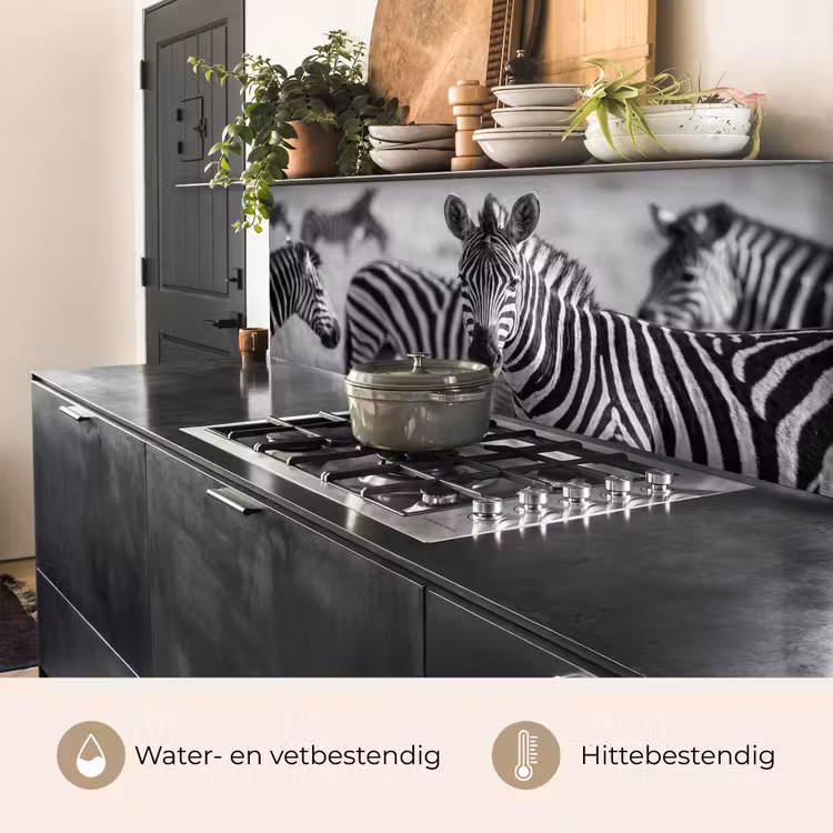 Keuken achterwand - Zebra's - Zwart - Wit — 5