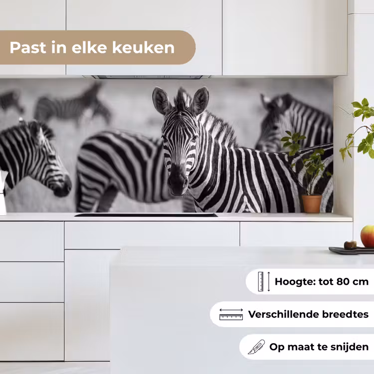 Keuken achterwand - Zebra's - Zwart - Wit — 7