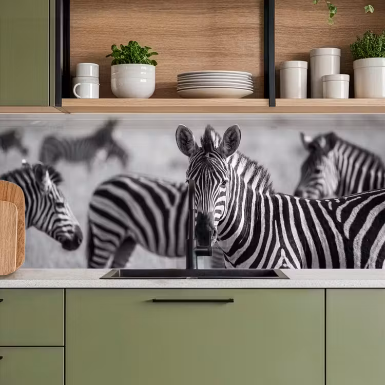Keuken achterwand - Zebra's - Zwart - Wit — 8
