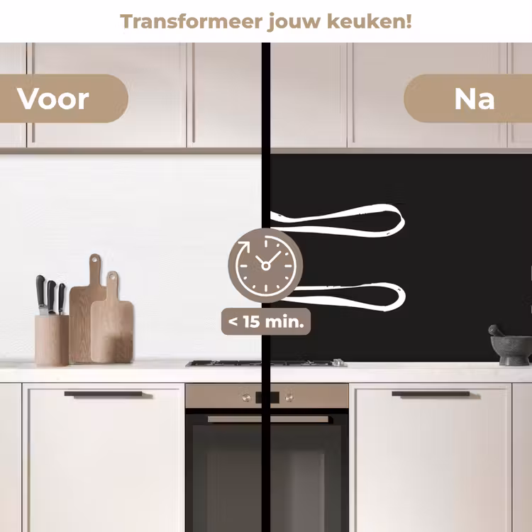 Keuken achterwand - Bestek - Liggend - Zwart - Wit — 3