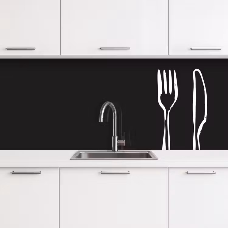 Keuken achterwand - Bestek - Staand - Zwart - Wit — 4
