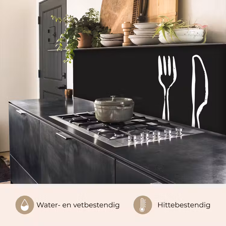 Keuken achterwand - Bestek - Staand - Zwart - Wit — 5
