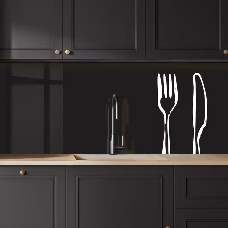 Keuken achterwand - Bestek - Staand - Zwart - Wit — 6