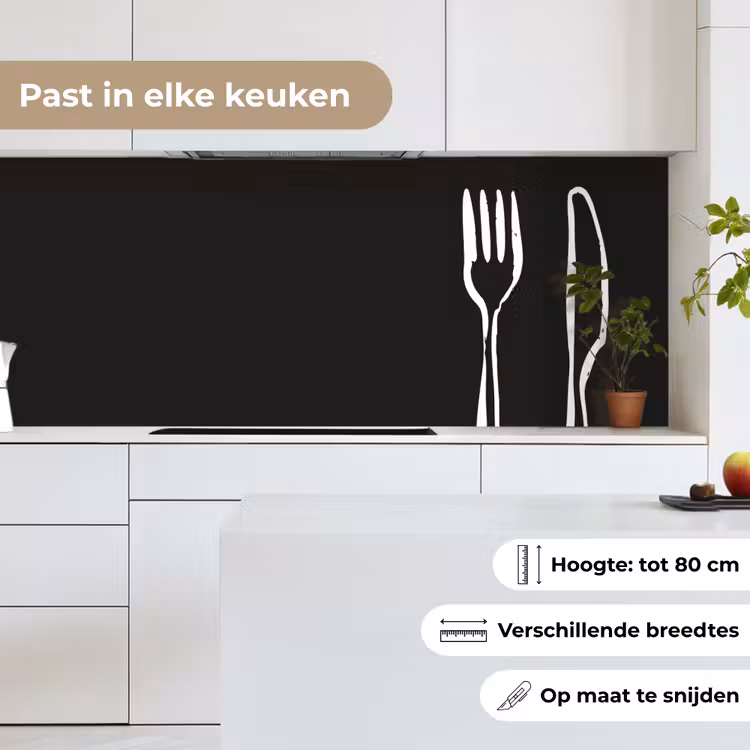Keuken achterwand - Bestek - Staand - Zwart - Wit — 7