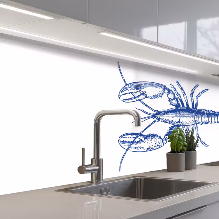Keuken achterwand - Blauw - Kreeft - Wit — 2