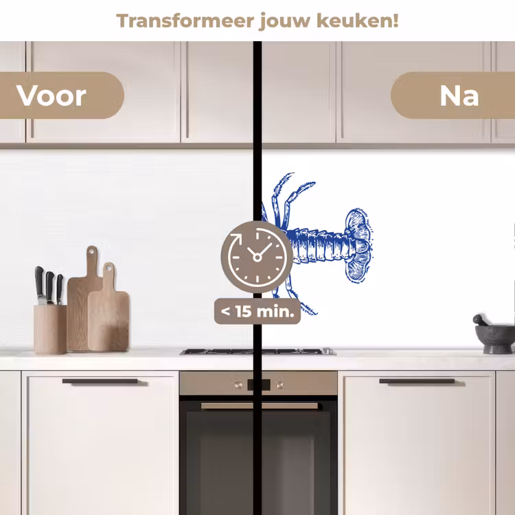Keuken achterwand - Blauw - Kreeft - Wit — 3