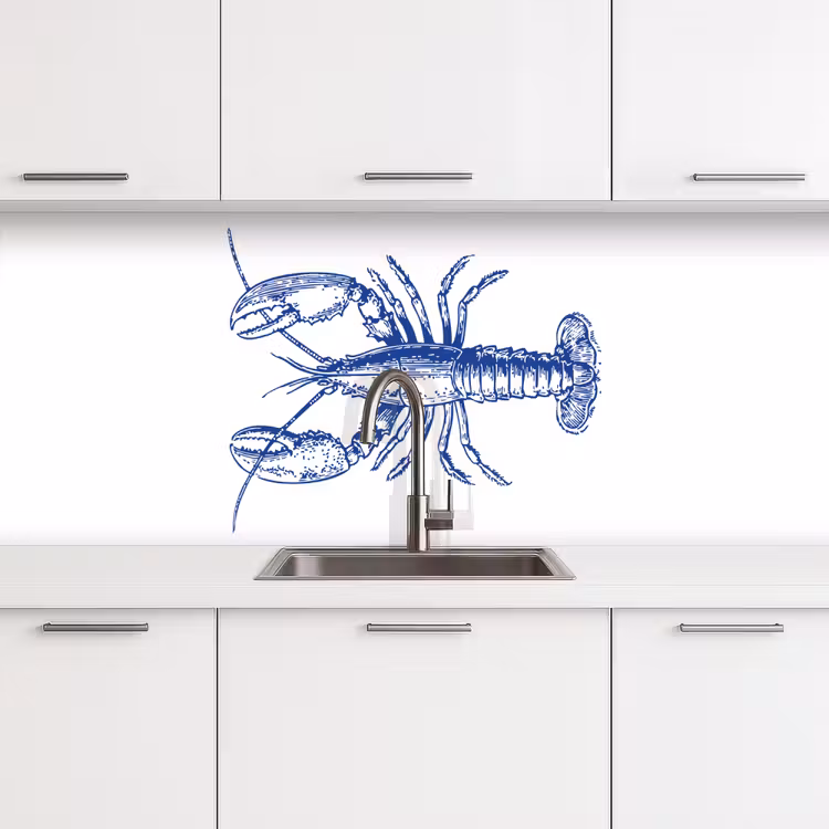 Keuken achterwand - Blauw - Kreeft - Wit — 4