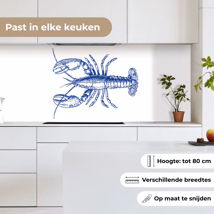 Keuken achterwand - Blauw - Kreeft - Wit — 7