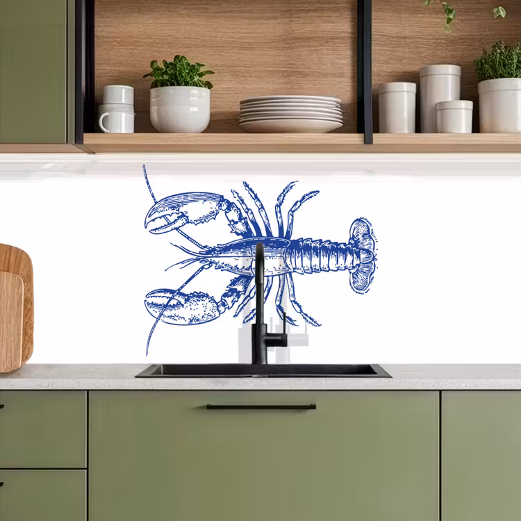 Keuken achterwand - Blauw - Kreeft - Wit — 8