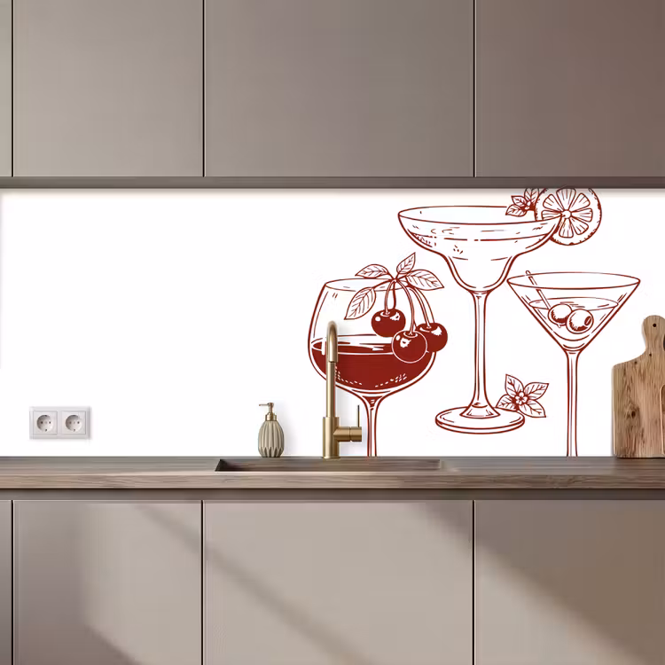 Keuken achterwand - Glazen - Cocktails - Rood — 1