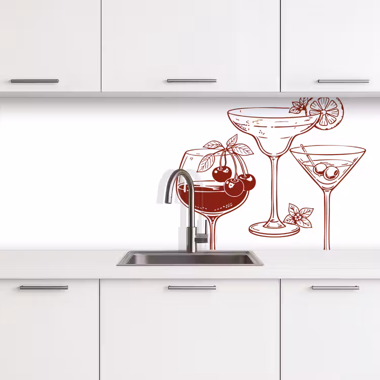 Keuken achterwand - Glazen - Cocktails - Rood — 4