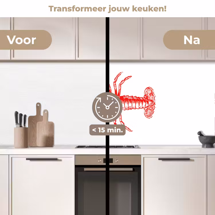Keuken achterwand - Kreeft - Rood - Wit — 3