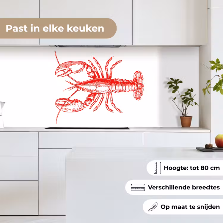 Keuken achterwand - Kreeft - Rood - Wit — 7