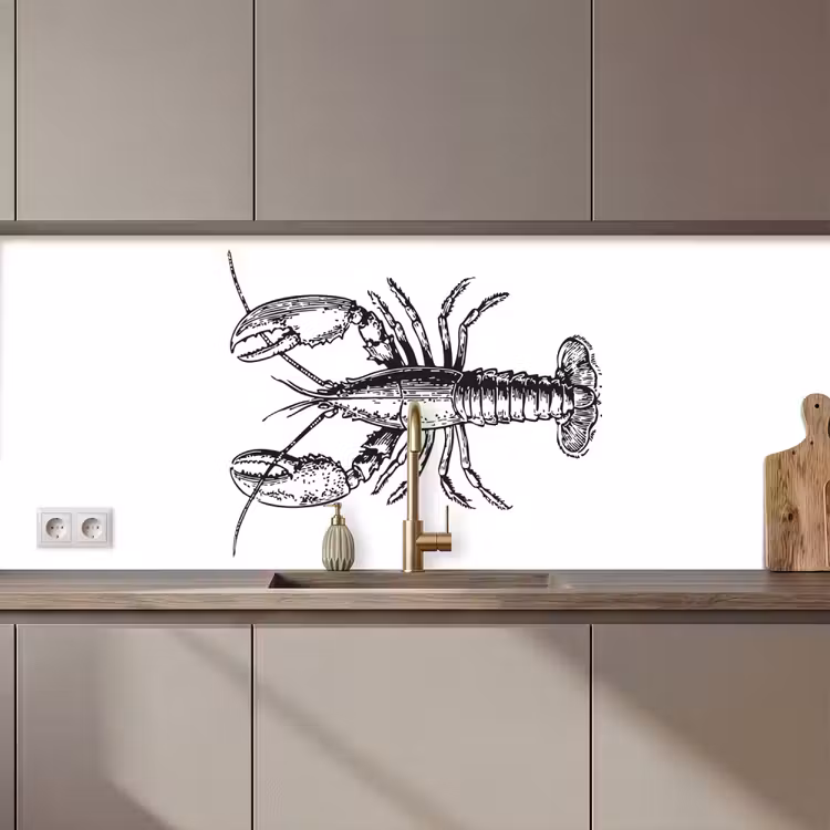 Keuken achterwand - Kreeft - Zwart - Wit — 1