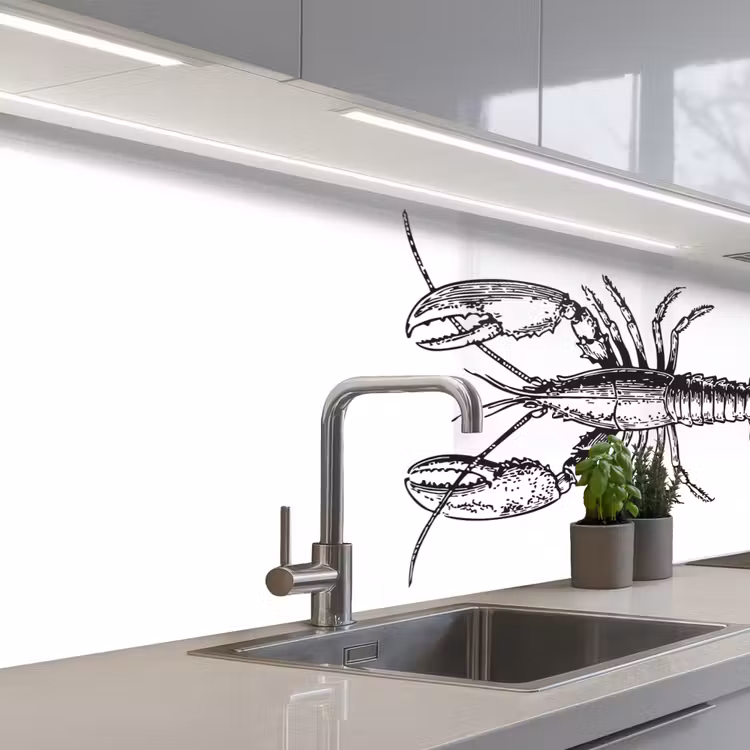Keuken achterwand - Kreeft - Zwart - Wit — 2