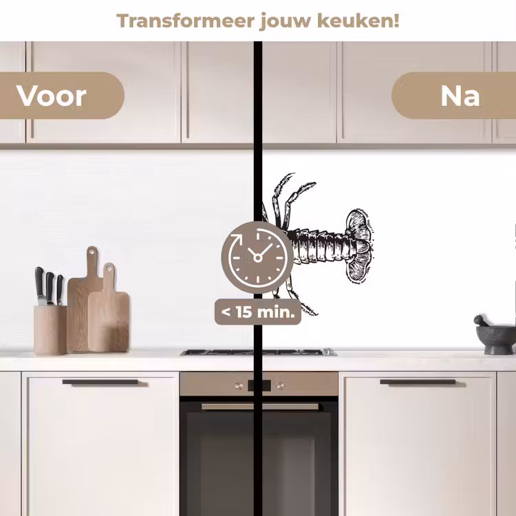 Keuken achterwand - Kreeft - Zwart - Wit — 3