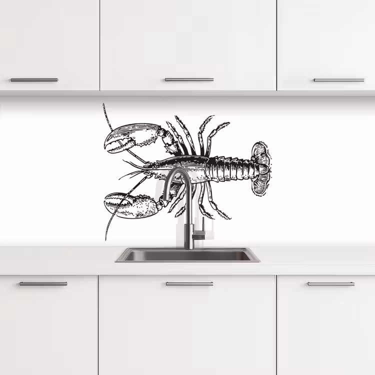 Keuken achterwand - Kreeft - Zwart - Wit — 4