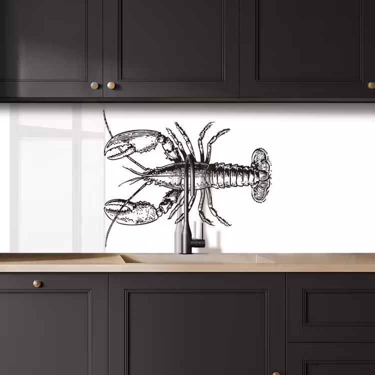 Keuken achterwand - Kreeft - Zwart - Wit — 6