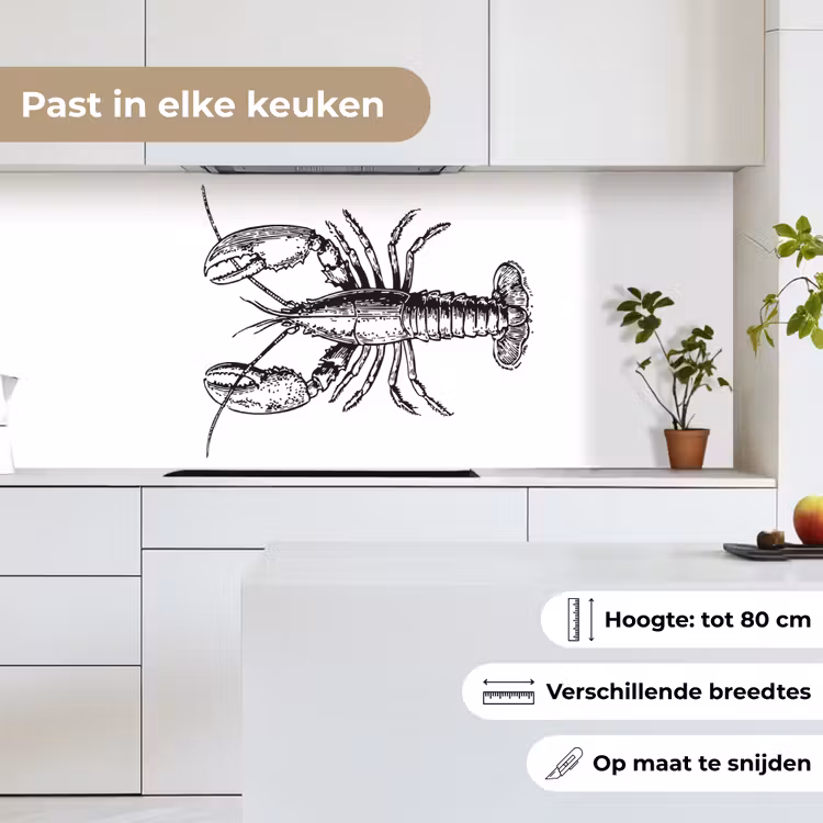 Keuken achterwand - Kreeft - Zwart - Wit — 7