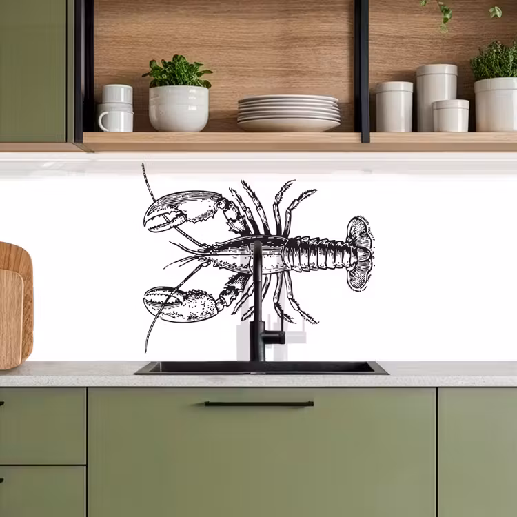 Keuken achterwand - Kreeft - Zwart - Wit — 8