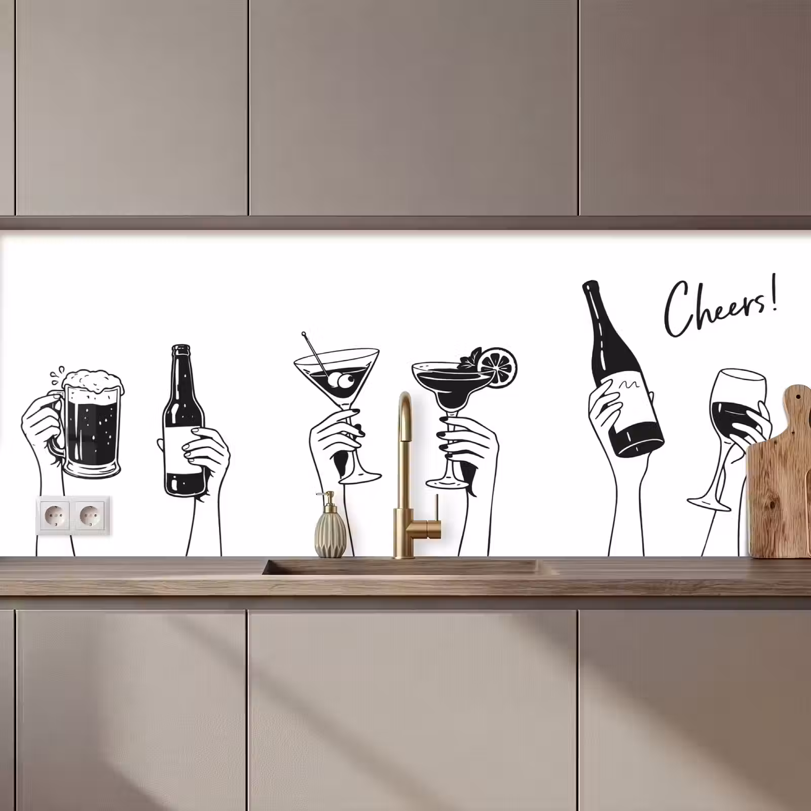 Keuken achterwand - Drinken - Zwart - Wit — 1