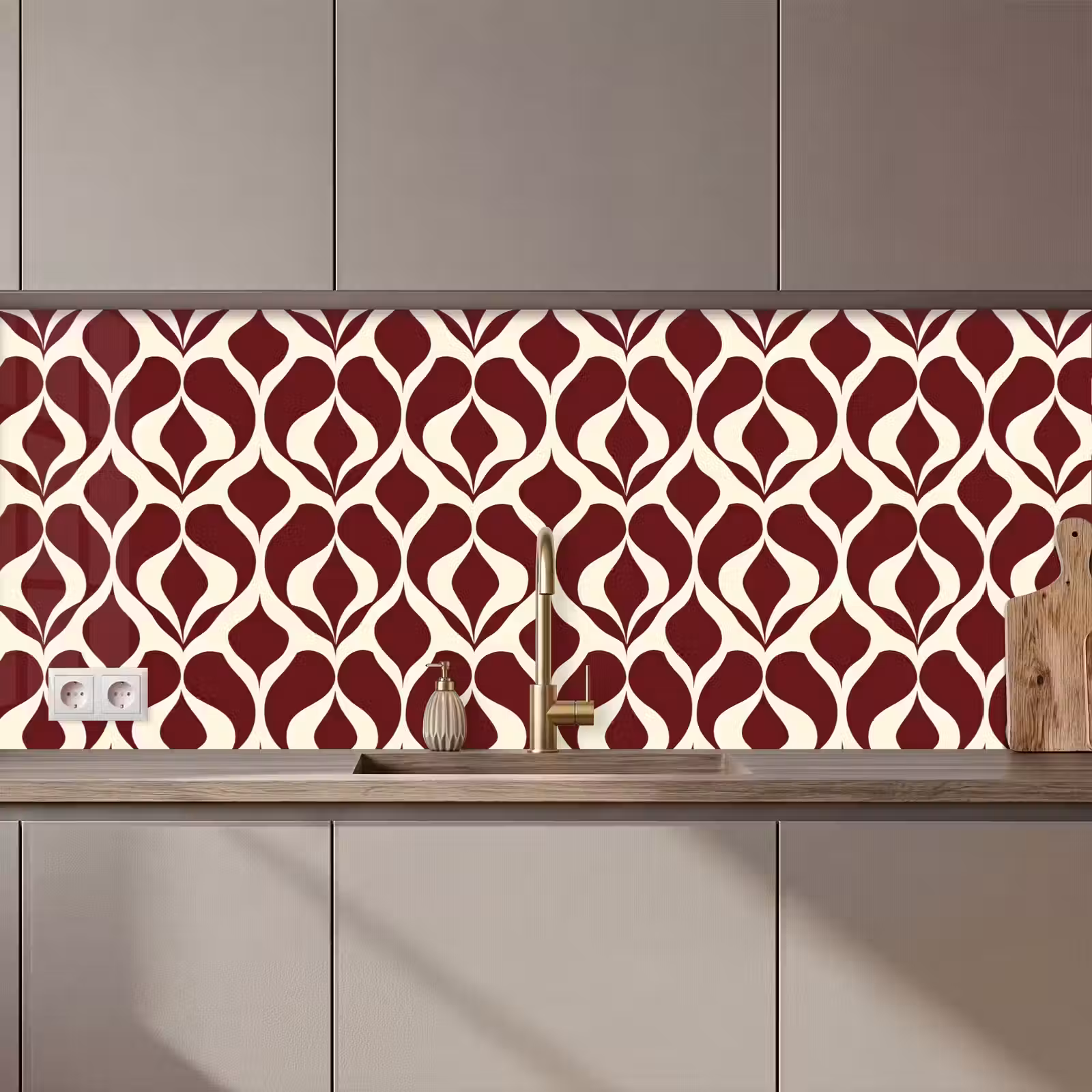 Keuken achterwand - Rood - Druppelpatroon - Grafisch — 1