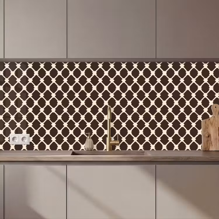 Keuken achterwand - Bruin - Ruitpatroon - Geometrisch — 1