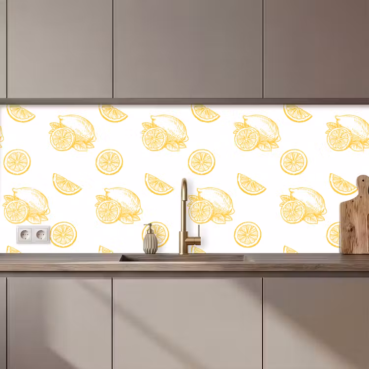 Keuken achterwand - Citroen - Patroon - Geel — 1