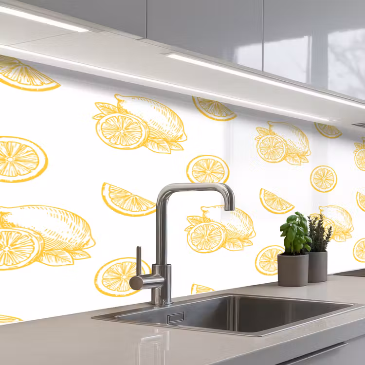 Keuken achterwand - Citroen - Patroon - Geel — 2