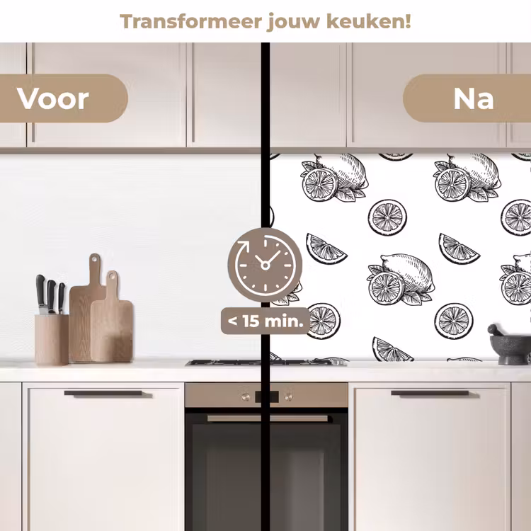 Keuken achterwand - Citroenen - Zwart - Wit - Patroon — 3