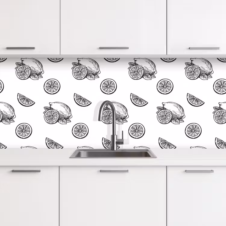Keuken achterwand - Citroenen - Zwart - Wit - Patroon — 4