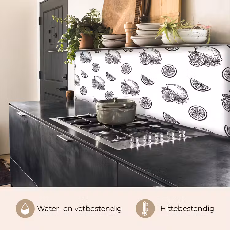 Keuken achterwand - Citroenen - Zwart - Wit - Patroon — 5