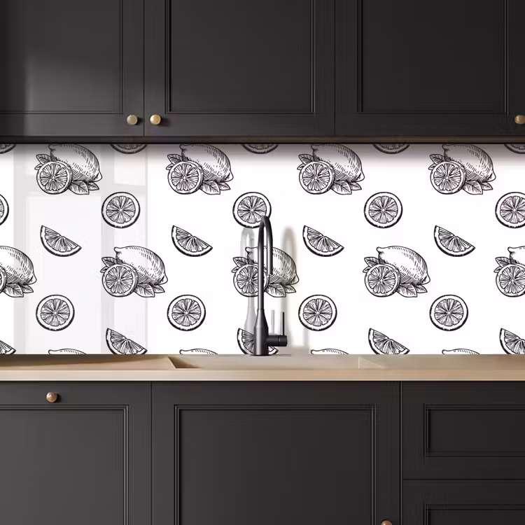 Keuken achterwand - Citroenen - Zwart - Wit - Patroon — 6