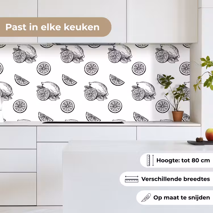 Keuken achterwand - Citroenen - Zwart - Wit - Patroon — 7