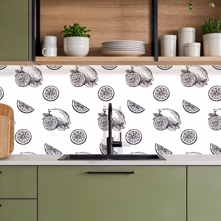 Keuken achterwand - Citroenen - Zwart - Wit - Patroon — 8