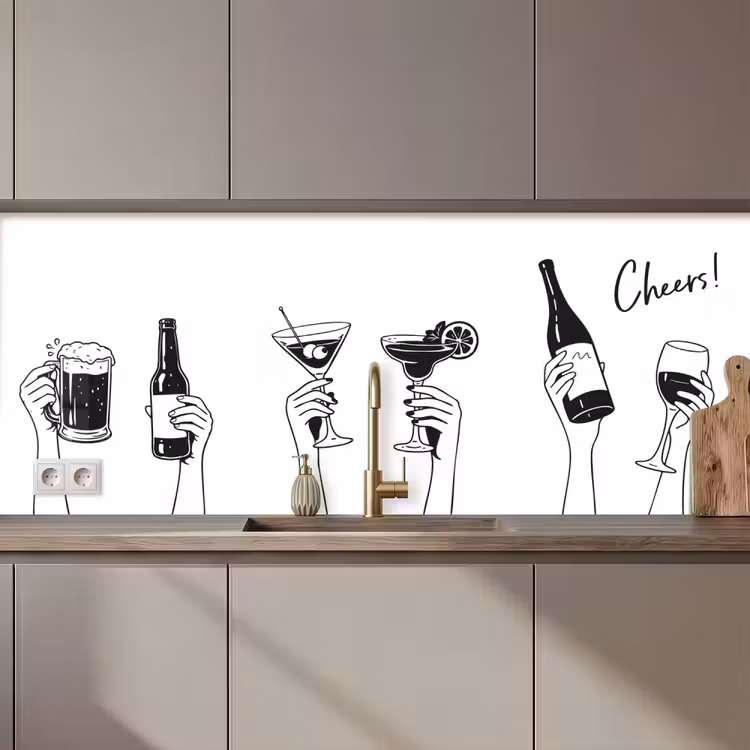 Keuken achterwand - Drinken - Zwart - Wit — 1
