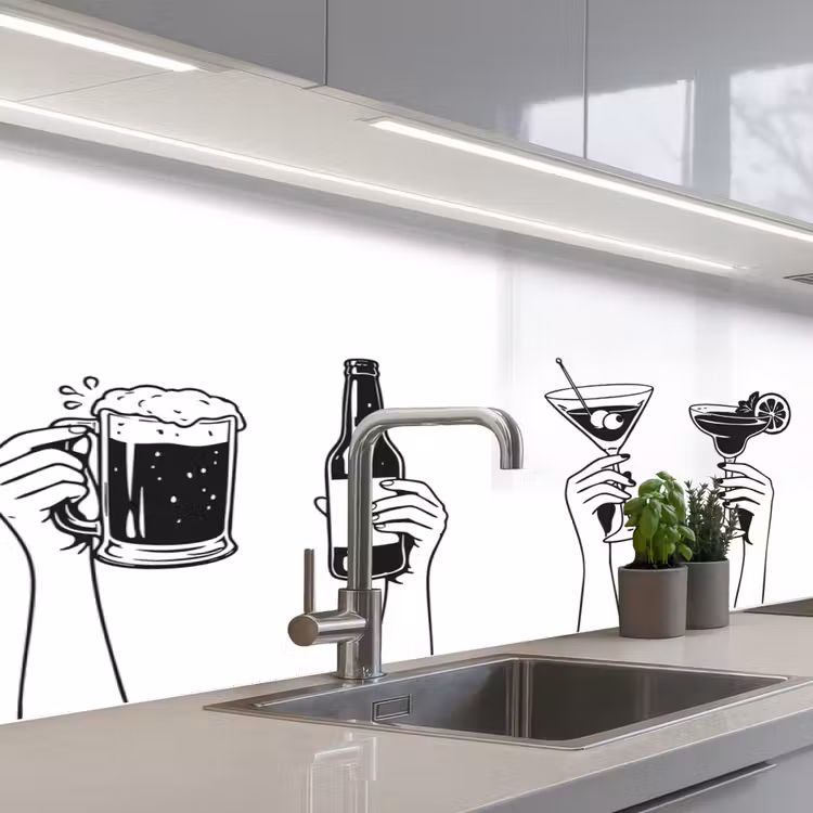 Keuken achterwand - Drinken - Zwart - Wit — 2