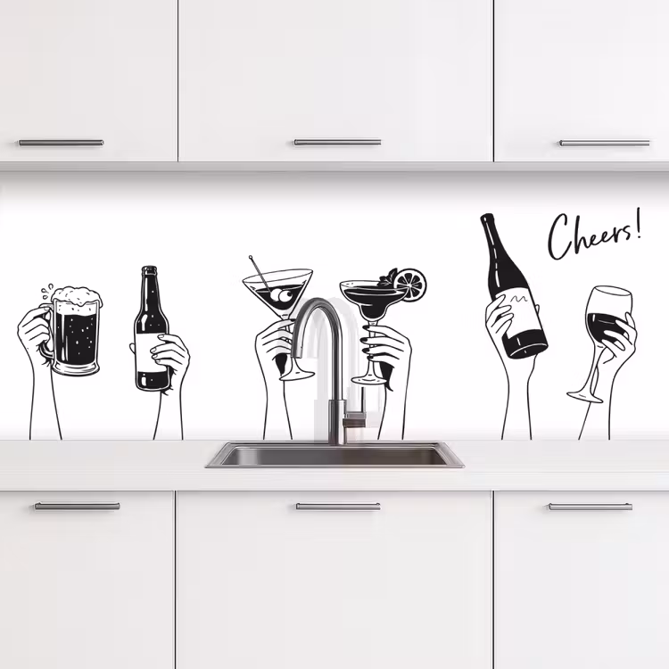 Keuken achterwand - Drinken - Zwart - Wit — 4