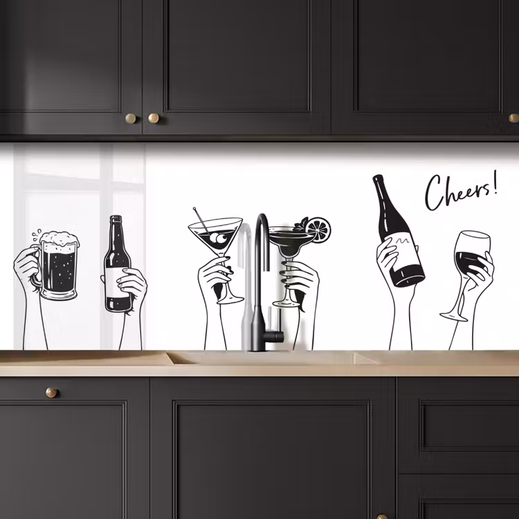 Keuken achterwand - Drinken - Zwart - Wit — 6