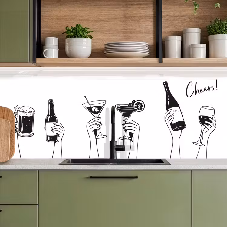 Keuken achterwand - Drinken - Zwart - Wit — 8
