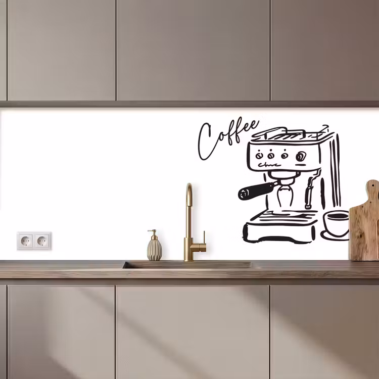Keuken achterwand - Espressomachine - Zwart - Wit — 1