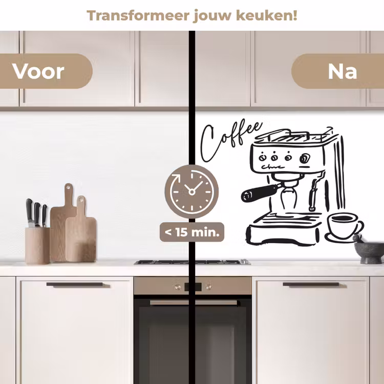 Keuken achterwand - Espressomachine - Zwart - Wit — 3