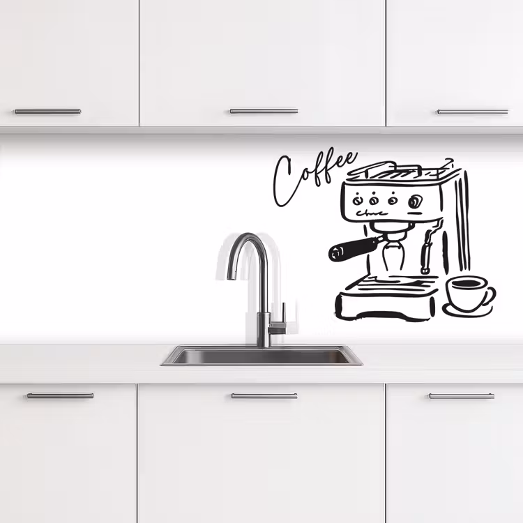 Keuken achterwand - Espressomachine - Zwart - Wit — 4