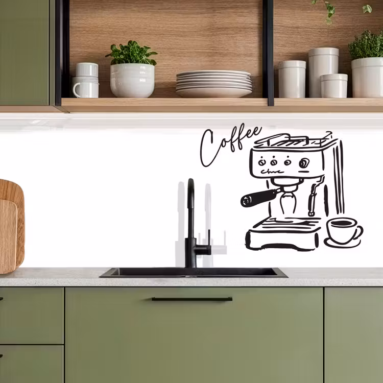 Keuken achterwand - Espressomachine - Zwart - Wit — 8