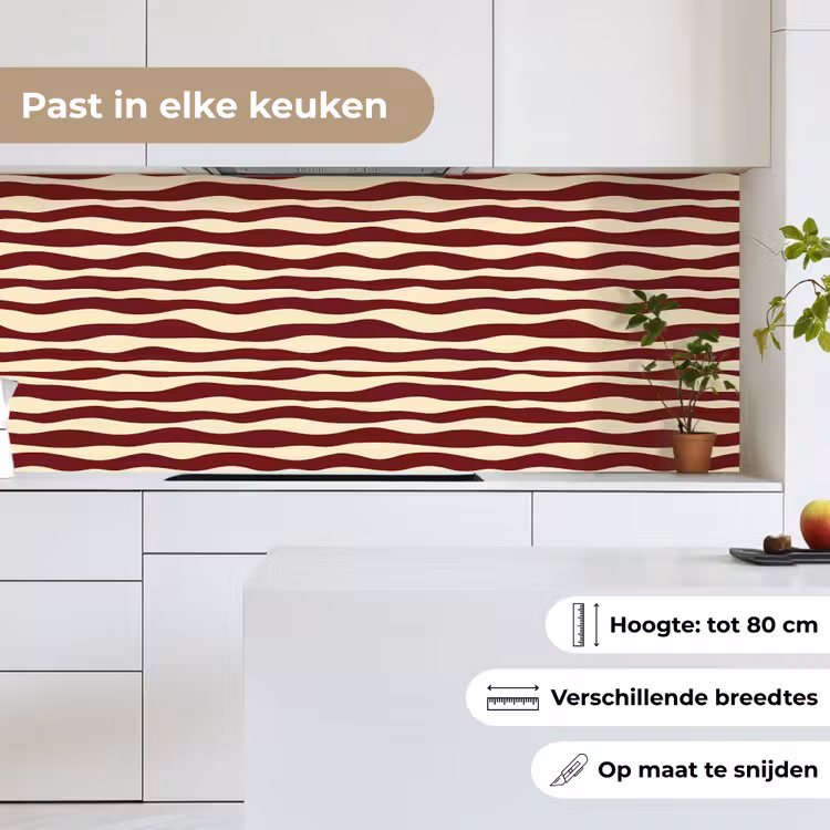 Keuken achterwand - Golven - Rood - Patroon - Crème — 7
