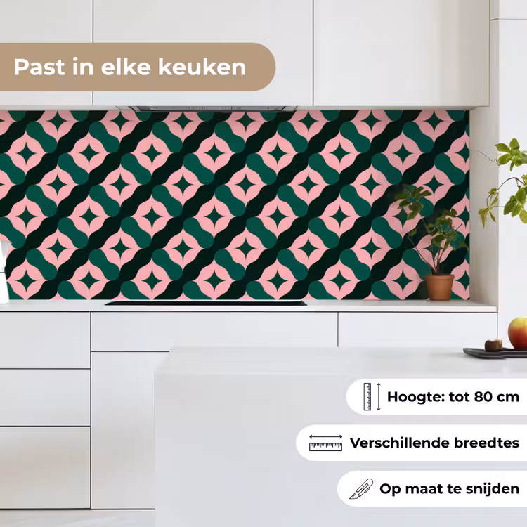 Keuken achterwand - Groen - Roze - Retro - Sterren — 7