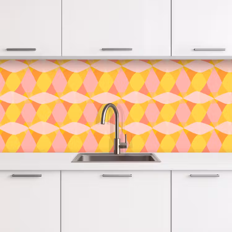 Keuken achterwand - Kleurrijk - Ruitpatroon - Bladvormen — 4